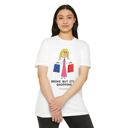 "Broke But Still Shopping" Stickman T-Shirt (Women)